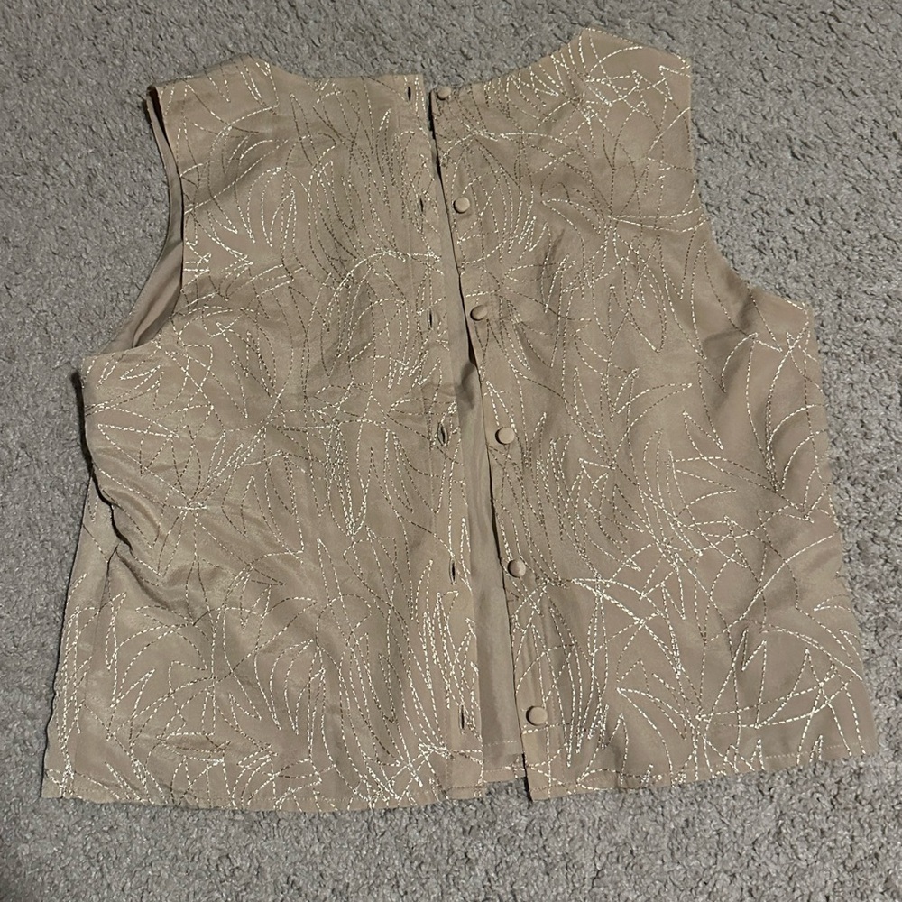 Express Beige Button-Down Blouse